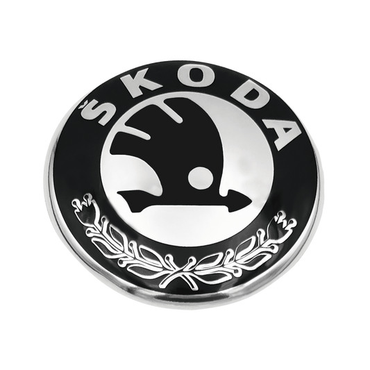 Skoda Rear Logo Black and Chrome 80mm