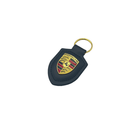 Porsche Keyring in Red Leather with Gold Logo
