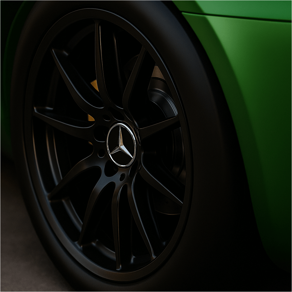 4 pcs. Black and Chrome Mercedes Center Caps