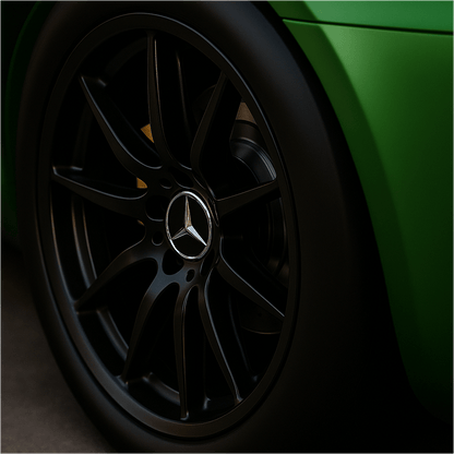 4 pcs. Black and Chrome Mercedes Center Caps