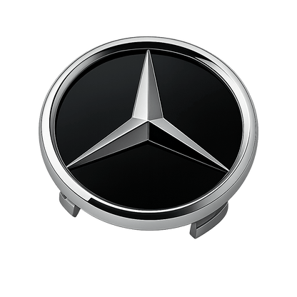 4 pcs. Black and Chrome Mercedes Center Caps