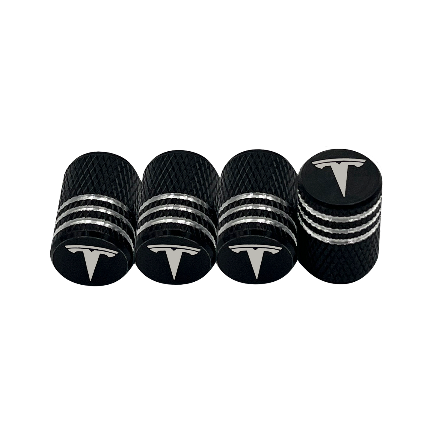 4 pcs. Black &amp; Chrome Tesla Valve Caps