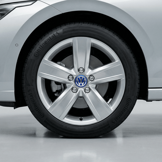 4 pcs. Blue & Chrome VW Center caps