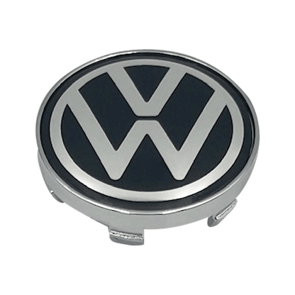 4 pcs. Black &amp; Chrome VW Center caps - New variant 