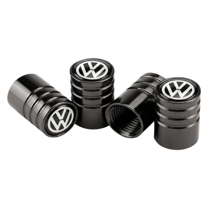 4 stk. VW Logo Ventilhætter Sort Aluminium