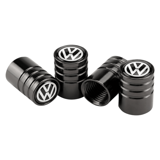 4 stk. VW Logo Ventilhætter Sort Aluminium
