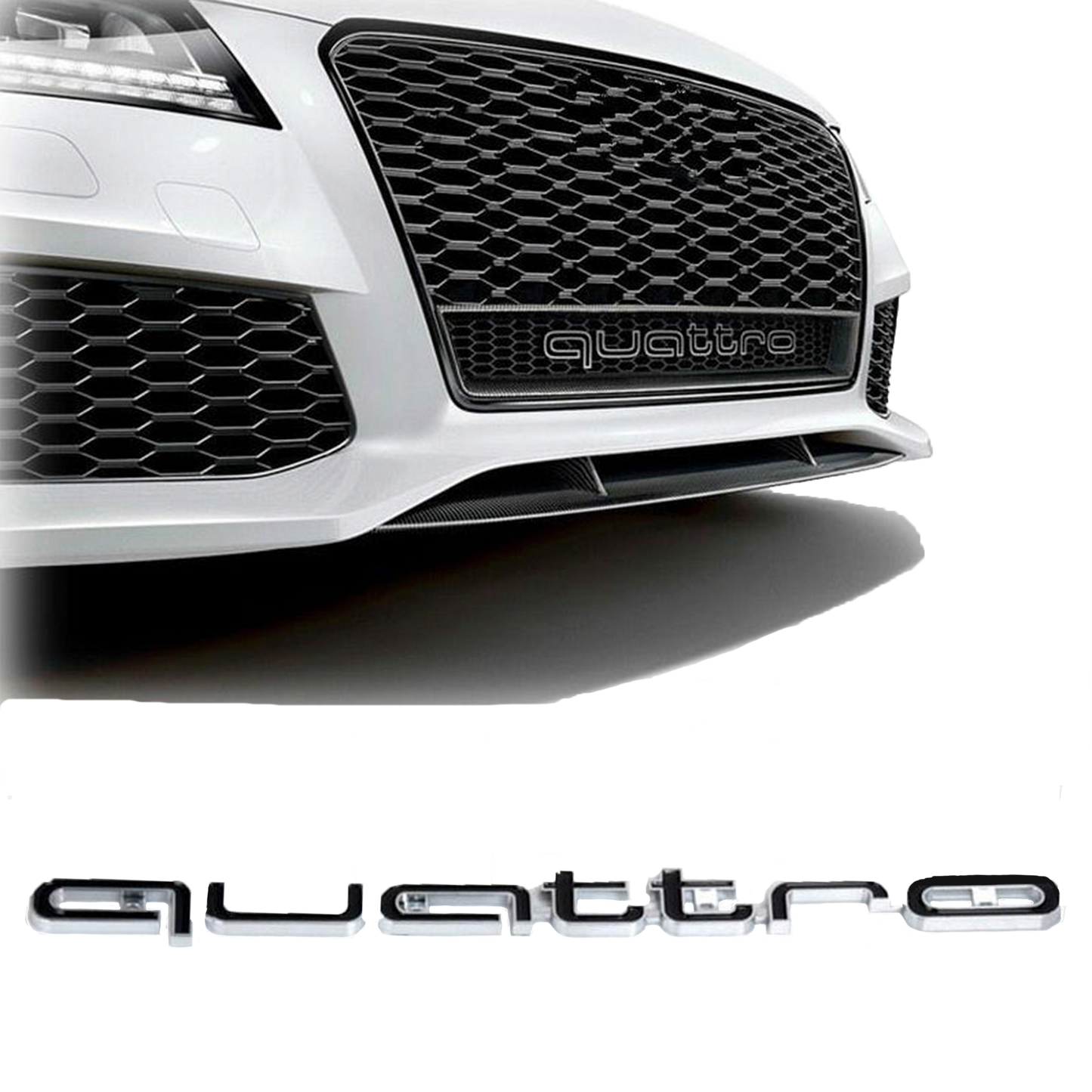 Sort Audi quattro Emblem foran 