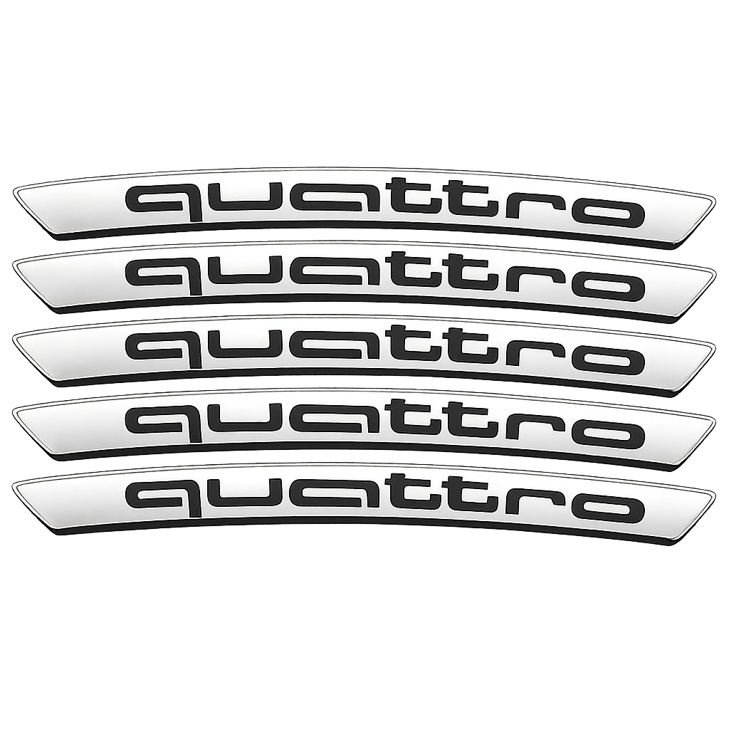 4 pieces Chrome quattro Wheel Stickers in Aluminum