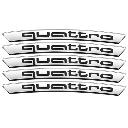4 pieces Chrome quattro Wheel Stickers in Aluminum