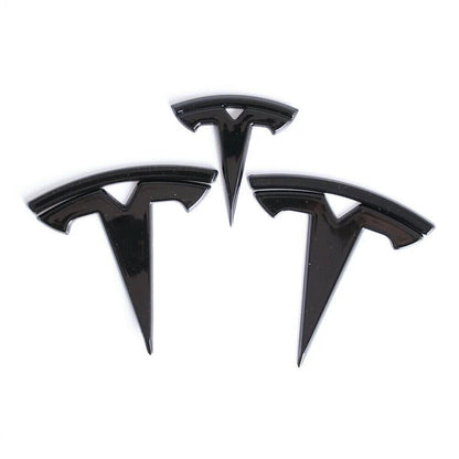 3 pieces. Black Tesla Model Y Logo Set 