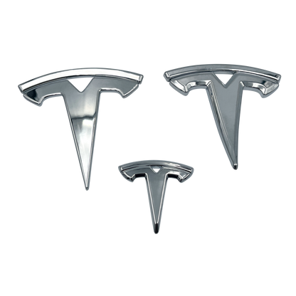 3 pieces. Chrome Tesla Model X Logo Set 
