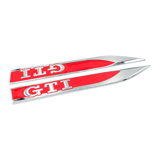 Rød og krom VW GTI-emblem for sideskjermene 