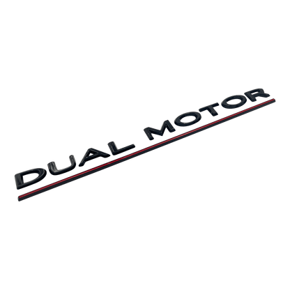 Black Tesla DUAL MOTOR Rear Emblem Badge 