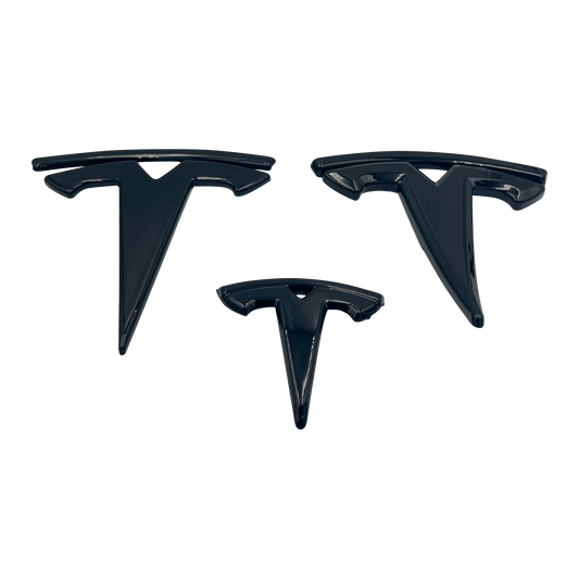 3 pieces. Black Tesla Model Y Logo Set 