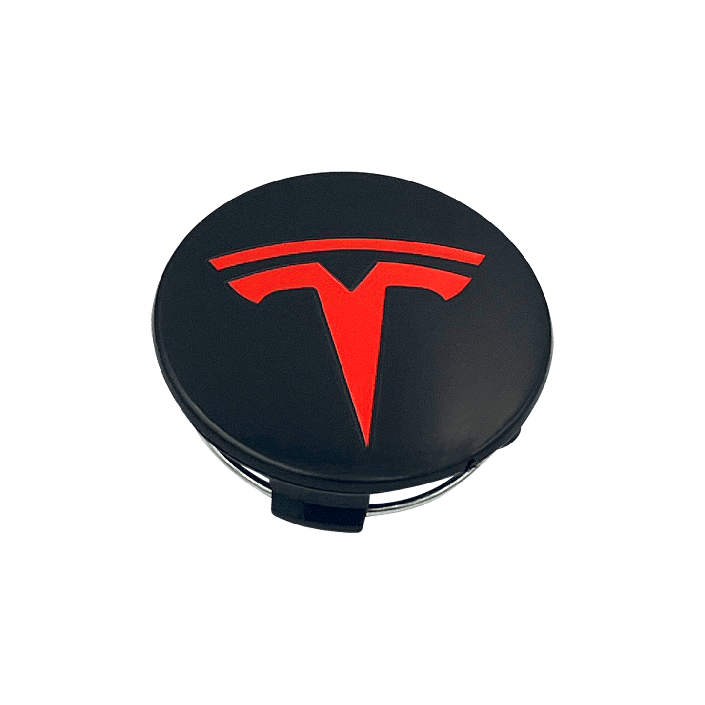 4 stk. Røde og svarte Tesla Center Caps 57mm 